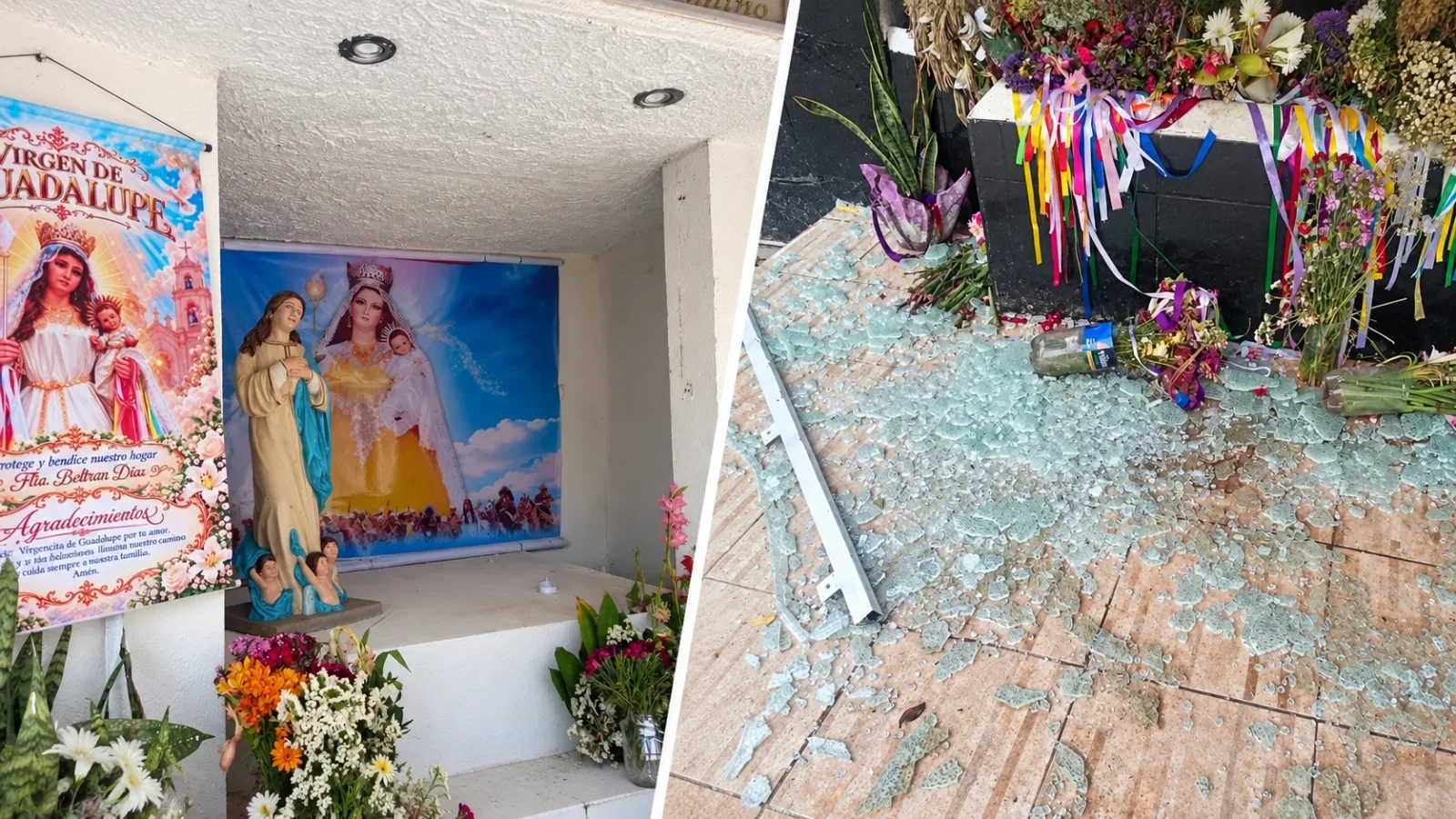 Vándalos rompen el vidrio de la gruta de la Virgen de Guadalupe en el Aguaragüe